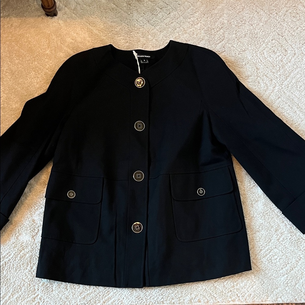 Ellen Tracy Black Blazer with Gold Buttons